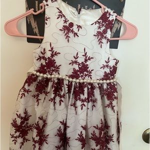 Childrens place holiday dress 5t girls red white floral pearl sequins 5